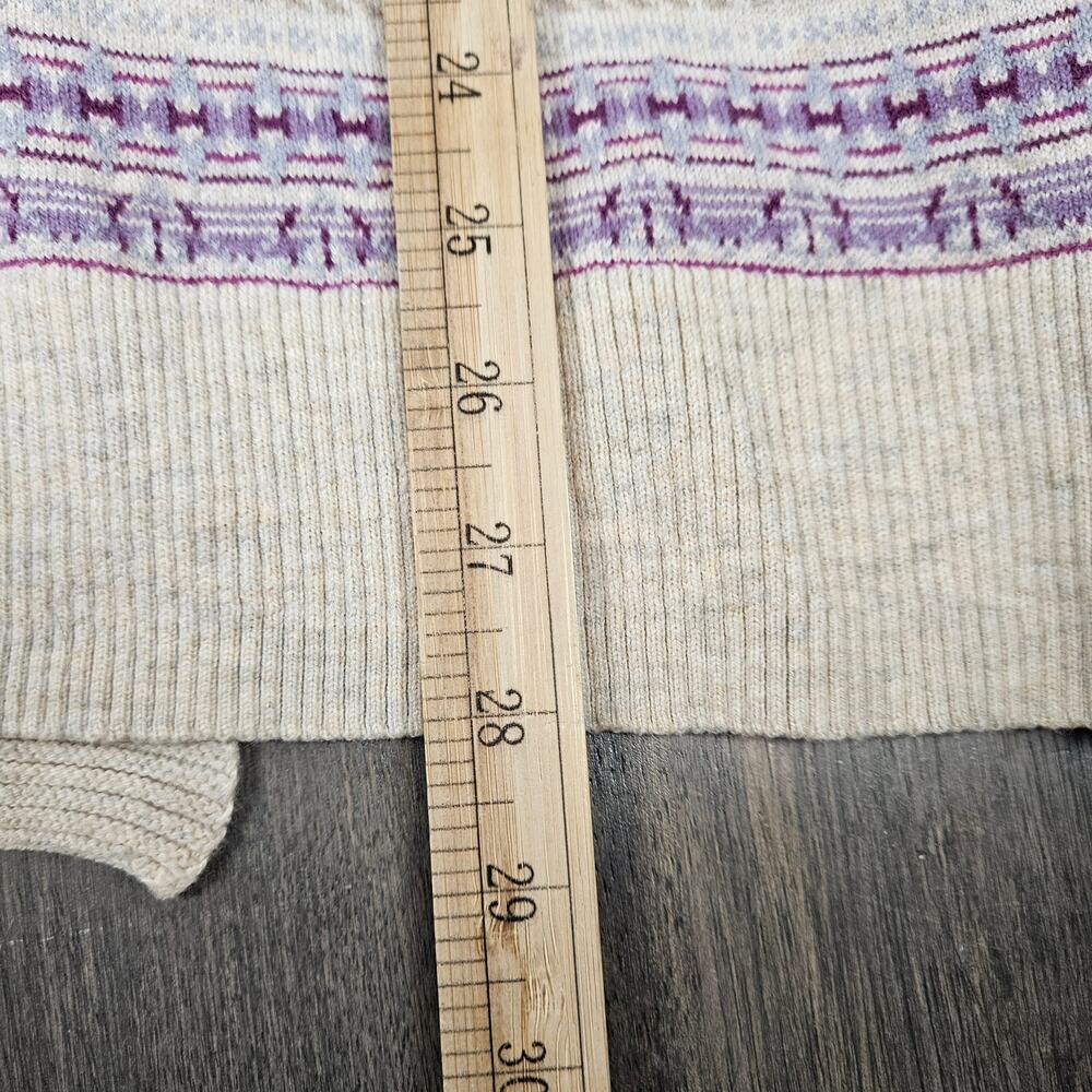 Eddie Bauer Womens XL Fair Isle Shawl Collar Cardigan‎ Sweater Cream Purple - Picture 6 of 8